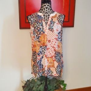 EUC Rose + Olive Sleeveless Blouse